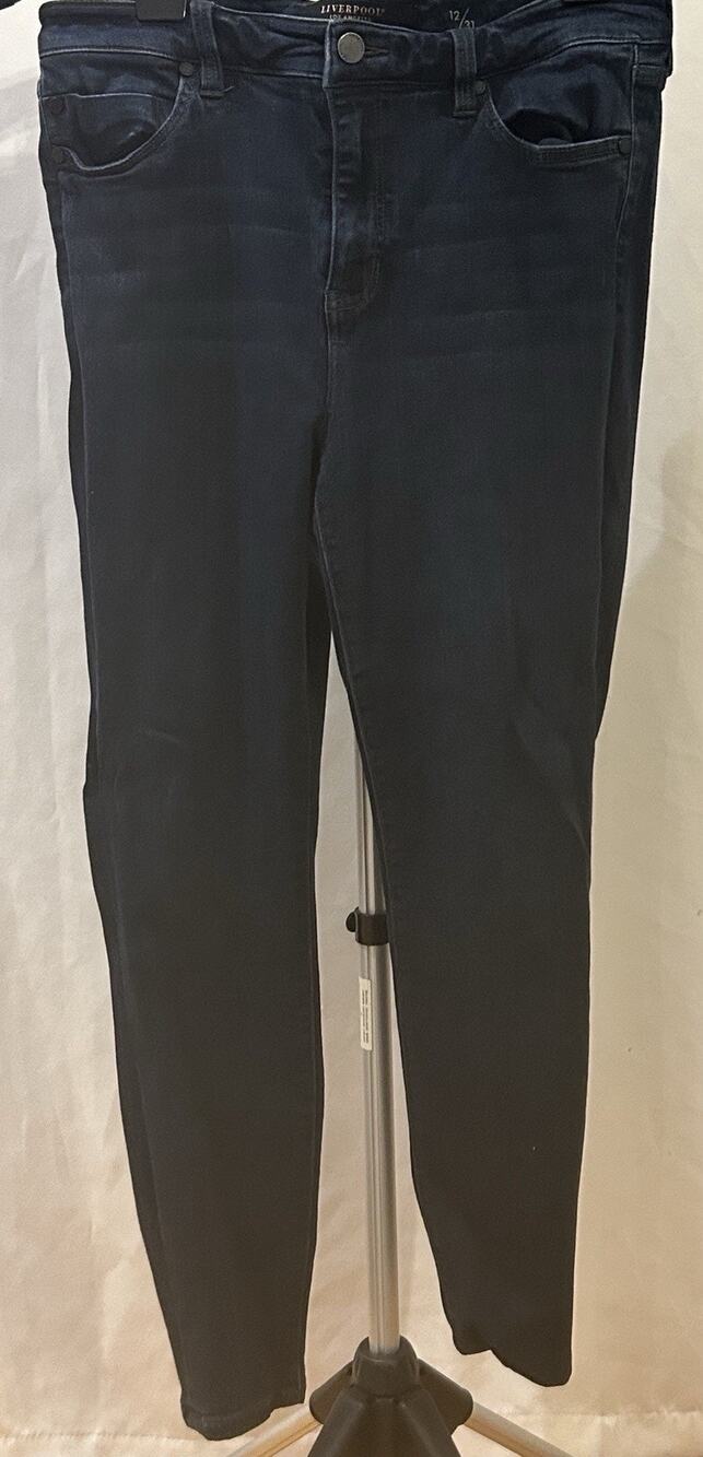 Liverpool The Ankle Skinny Jeans Women Sz 12/31 Dark Blue Stretch Denim